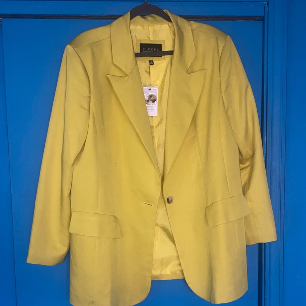 Eloquii Women's Oversized Vibrant Yellow Suit Jacket